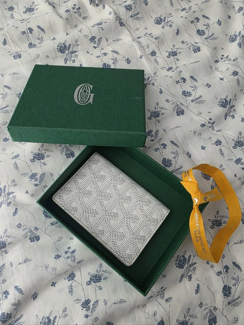 Authentic Vintage Goyard Malesherbes Card Case Wallet + Box – White Goyardine